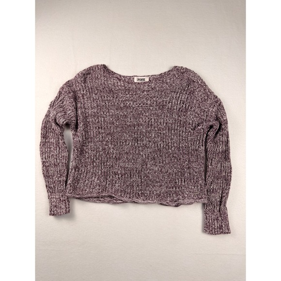 PINK Victoria's Secret Sweaters - PINK Victoria's Secret Purple Marled Open Knit Cotton Sweater Small Pullover